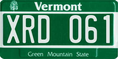 VT license plate XRD061
