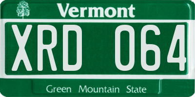 VT license plate XRD064