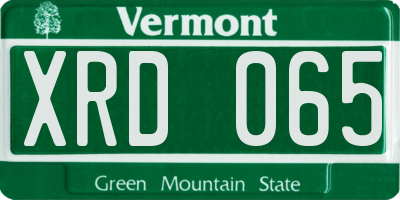 VT license plate XRD065
