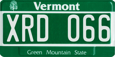 VT license plate XRD066