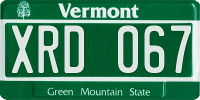 VT license plate XRD067