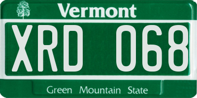 VT license plate XRD068