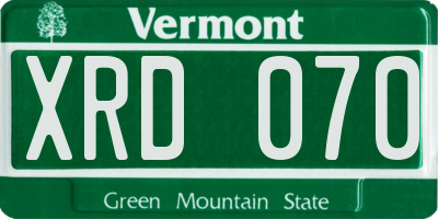 VT license plate XRD070