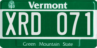 VT license plate XRD071