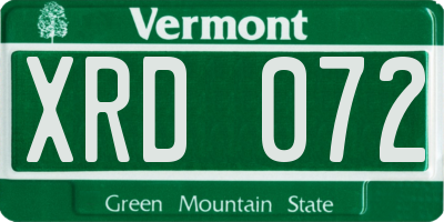 VT license plate XRD072