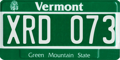VT license plate XRD073