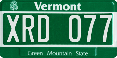 VT license plate XRD077
