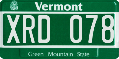 VT license plate XRD078