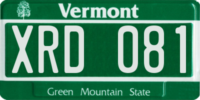 VT license plate XRD081