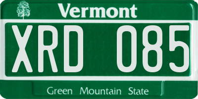 VT license plate XRD085