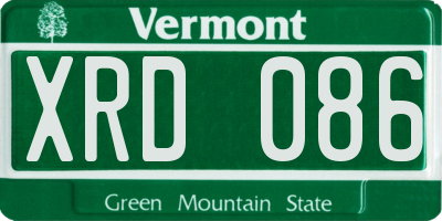 VT license plate XRD086