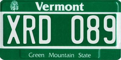 VT license plate XRD089