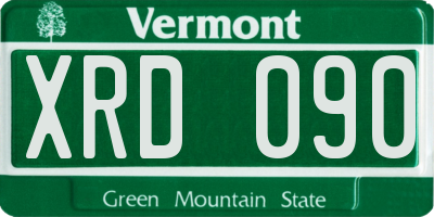 VT license plate XRD090