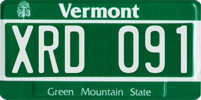 VT license plate XRD091