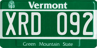 VT license plate XRD092