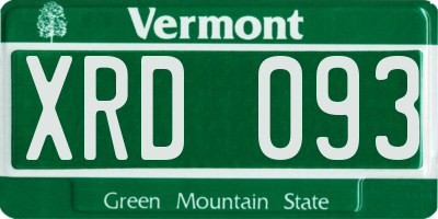 VT license plate XRD093