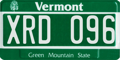 VT license plate XRD096