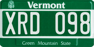 VT license plate XRD098