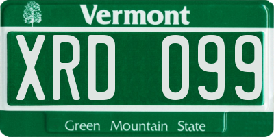 VT license plate XRD099