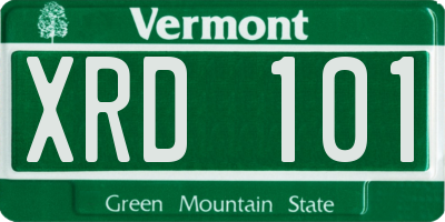 VT license plate XRD101