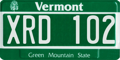 VT license plate XRD102