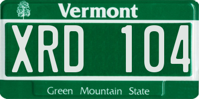 VT license plate XRD104