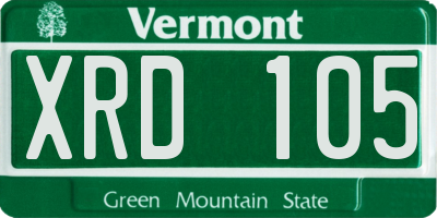 VT license plate XRD105