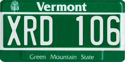 VT license plate XRD106