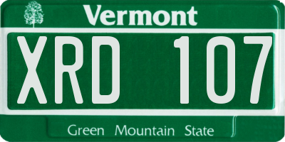 VT license plate XRD107