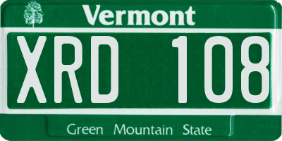 VT license plate XRD108