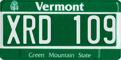VT license plate XRD109