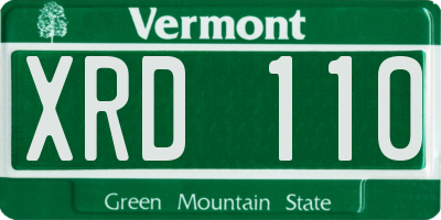 VT license plate XRD110