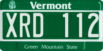 VT license plate XRD112