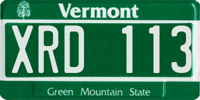 VT license plate XRD113