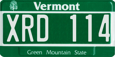 VT license plate XRD114