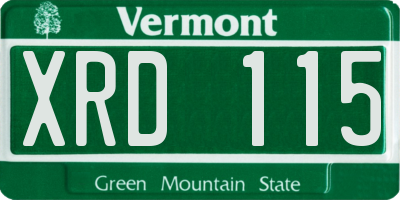 VT license plate XRD115