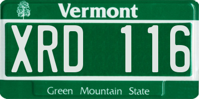 VT license plate XRD116