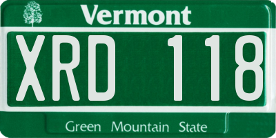 VT license plate XRD118