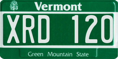 VT license plate XRD120