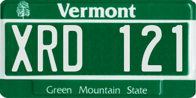 VT license plate XRD121