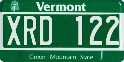 VT license plate XRD122