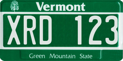 VT license plate XRD123