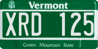 VT license plate XRD125