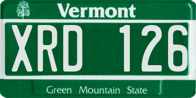 VT license plate XRD126