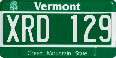 VT license plate XRD129