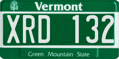 VT license plate XRD132