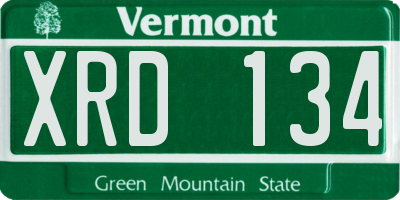 VT license plate XRD134
