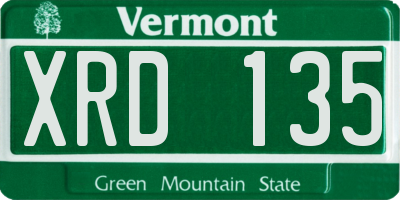 VT license plate XRD135
