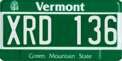 VT license plate XRD136