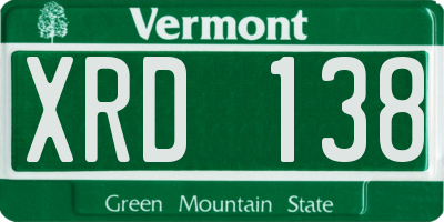 VT license plate XRD138